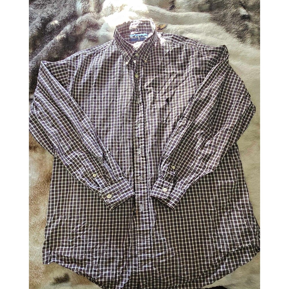 Polo Ralph Lauren Yarmouth Cotton Plaid Button Down Dress Shirt Mens Size 16.5